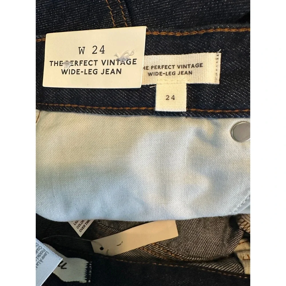 NWT Madewell The Perfect Vintage Wide-Leg Jean 24 Airy Denim Dark Wash Blue